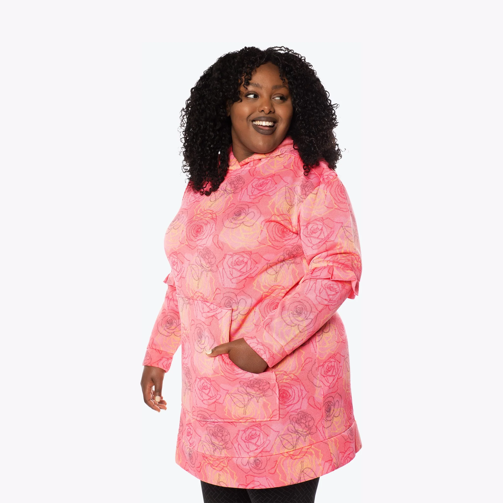 Peekaboo Sweater Fleece Tunic Hoodie - Image 119