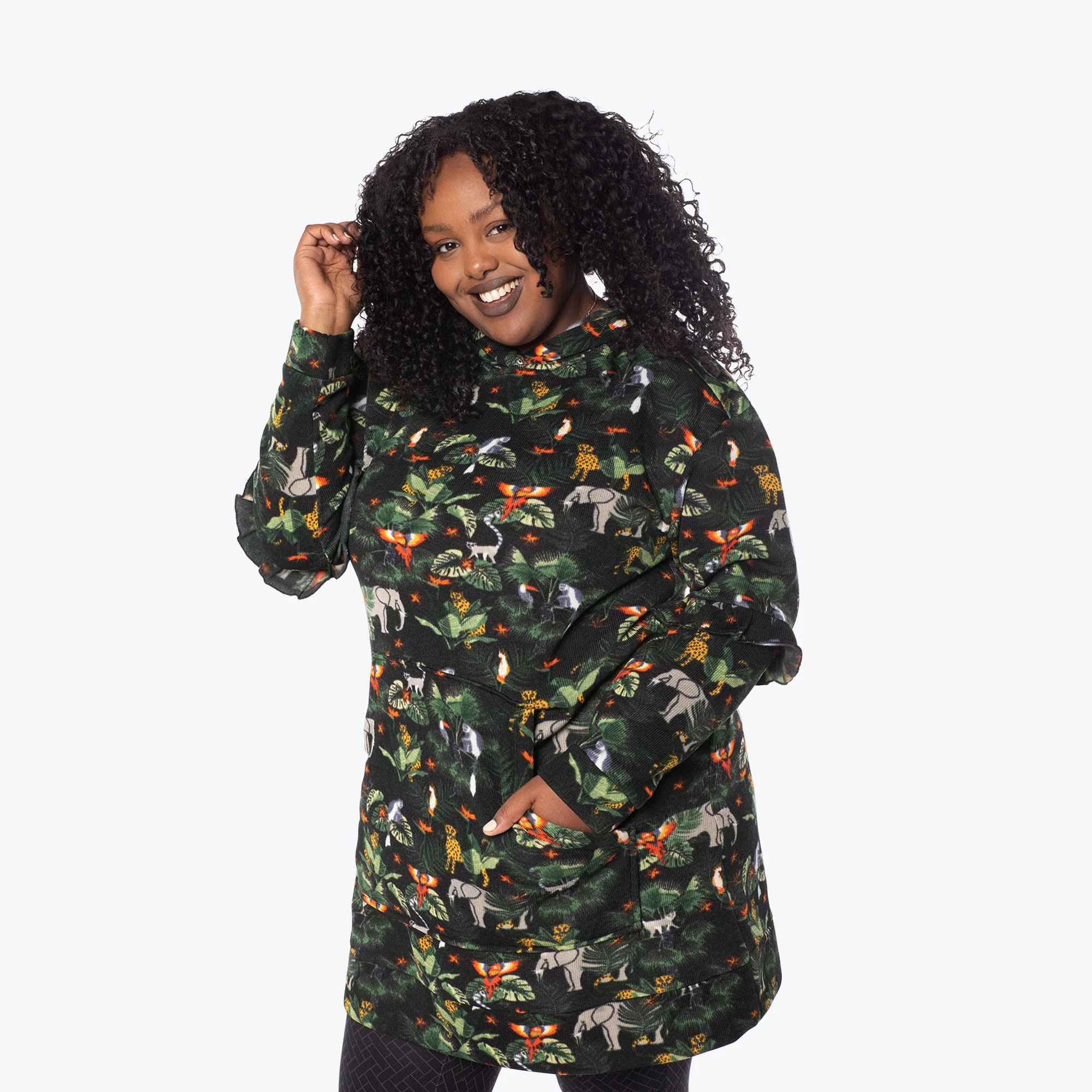 Peekaboo Sweater Fleece Tunic Hoodie - Image 127