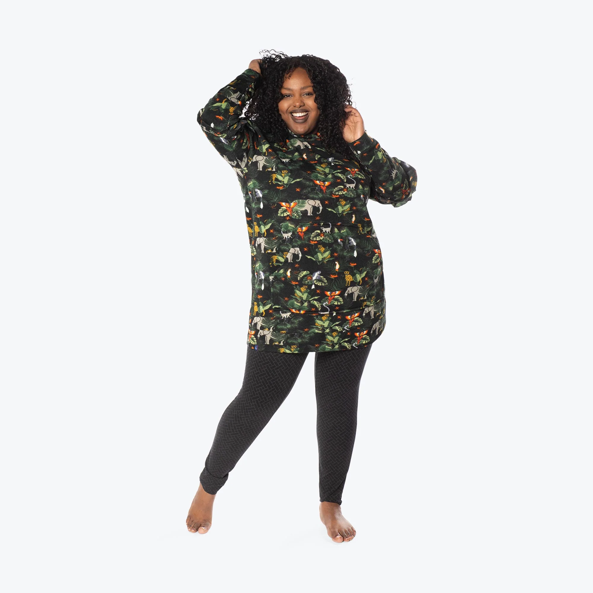 Peekaboo Sweater Fleece Tunic Hoodie - Image 128