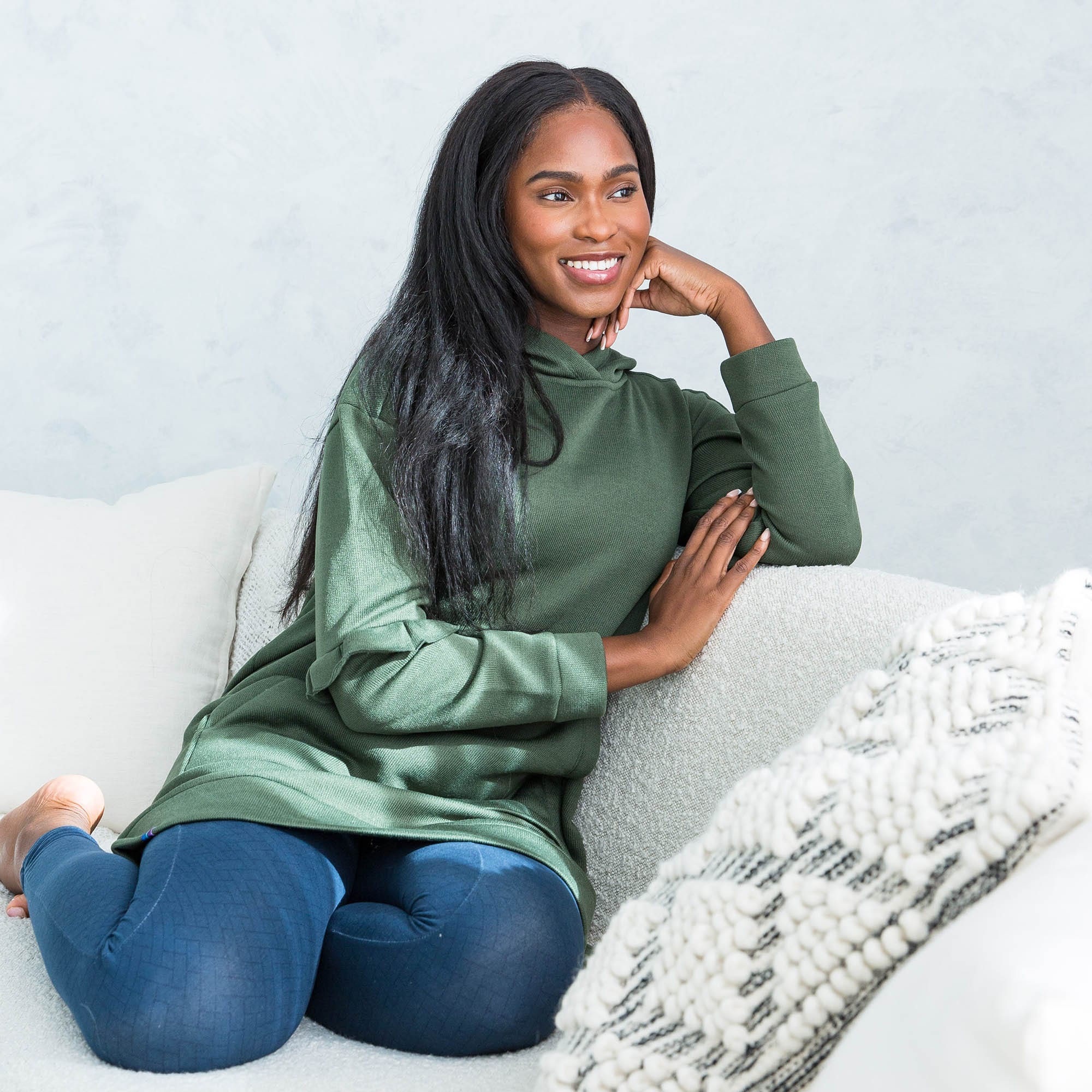 Peekaboo Sweater Fleece Tunic Hoodie - Image 3