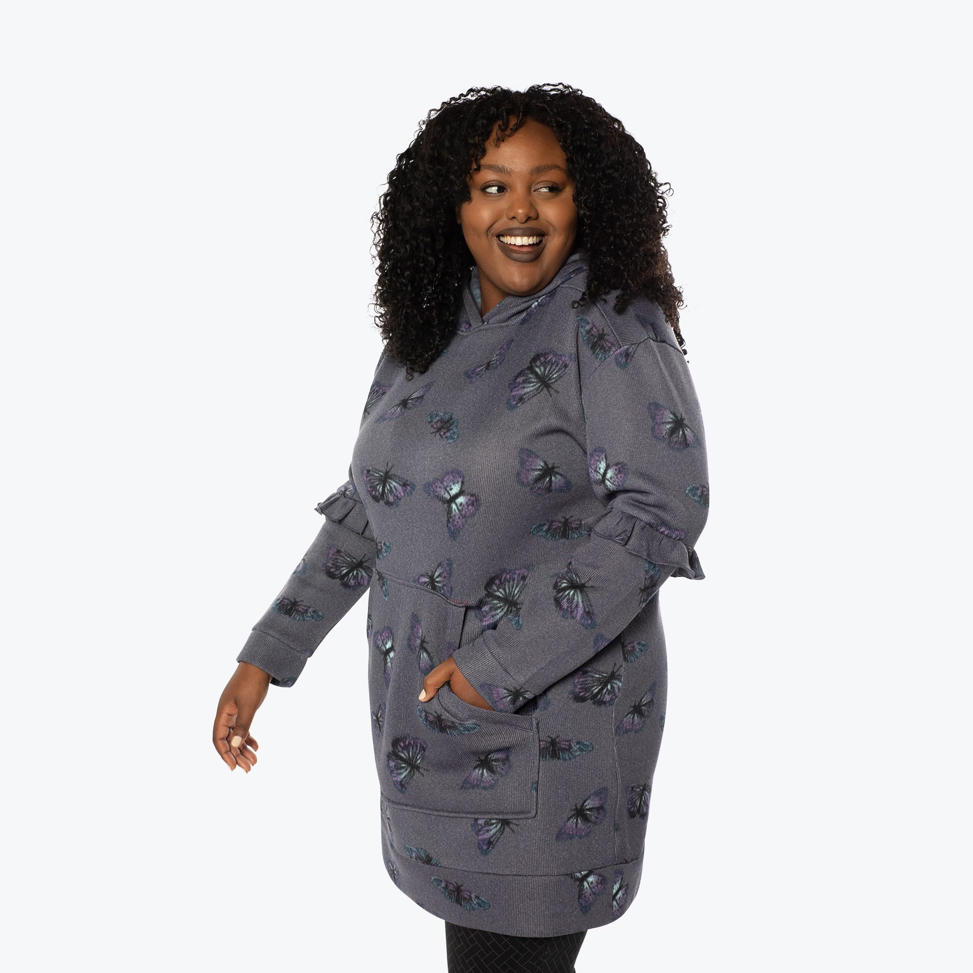 Peekaboo Sweater Fleece Tunic Hoodie - Image 82